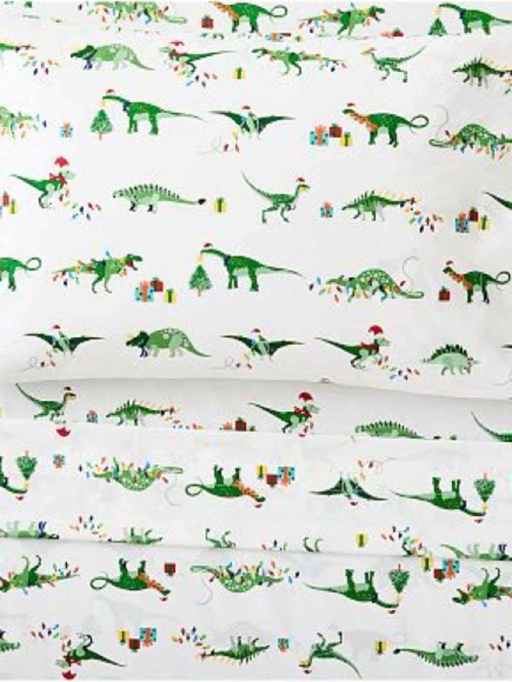 Pottery Barn Kids two piece set toddler dinosaur Christmas sheets
